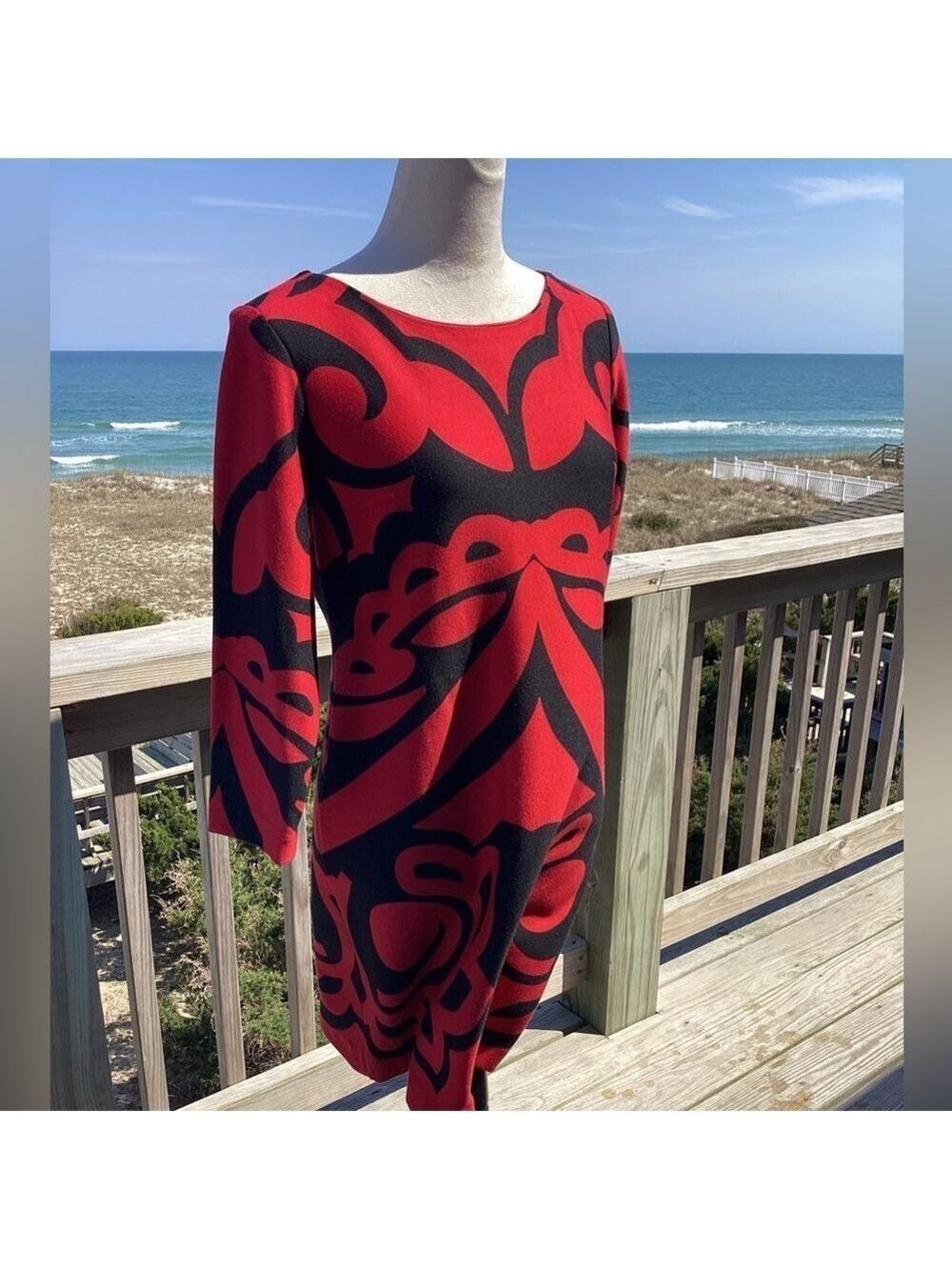Just...Taylor Red Black Sheath Dress